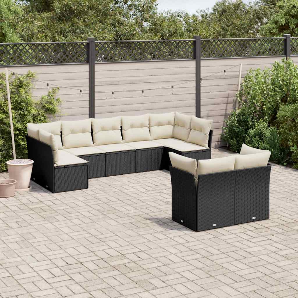 Set Mobilier De Grădină Cu Perne, 9 Piese, , Poliratan
