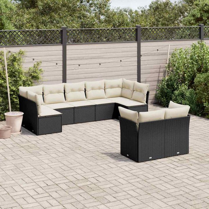 Set Mobilier De Grădină Cu Perne, 9 Piese, , Poliratan