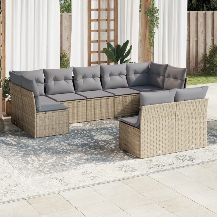 Set Mobilier De Grădină Cu Perne, 9 Piese, , Poliratan