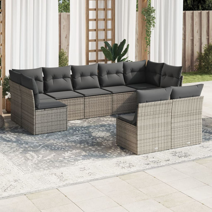 Set Mobilier De Grădină Cu Perne, 9 Piese, , Poliratan
