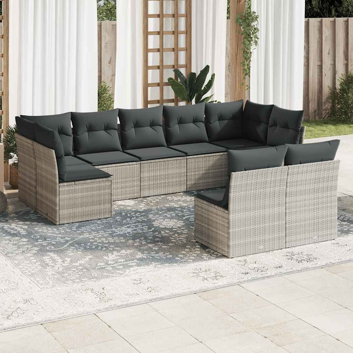 Set Mobilier De Grădină Cu Perne, 9 Piese, , Poliratan