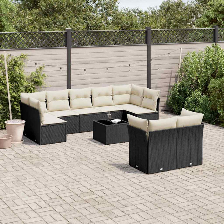 Set Mobilier De Grădină Cu Perne, 9 Piese, , Poliratan