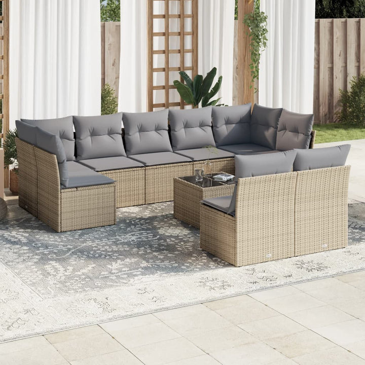 Set Mobilier De Grădină Cu Perne, 9 Piese, , Poliratan