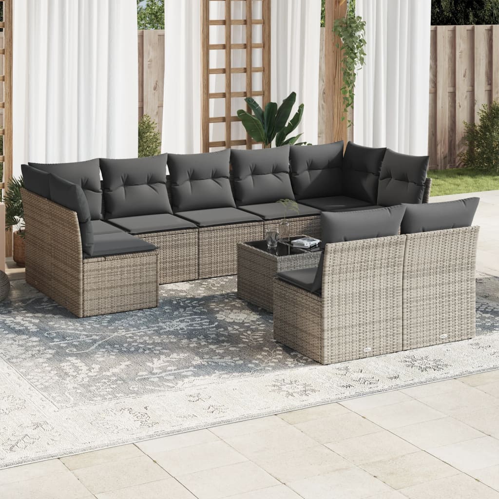 Set Mobilier De Grădină Cu Perne, 9 Piese, , Poliratan