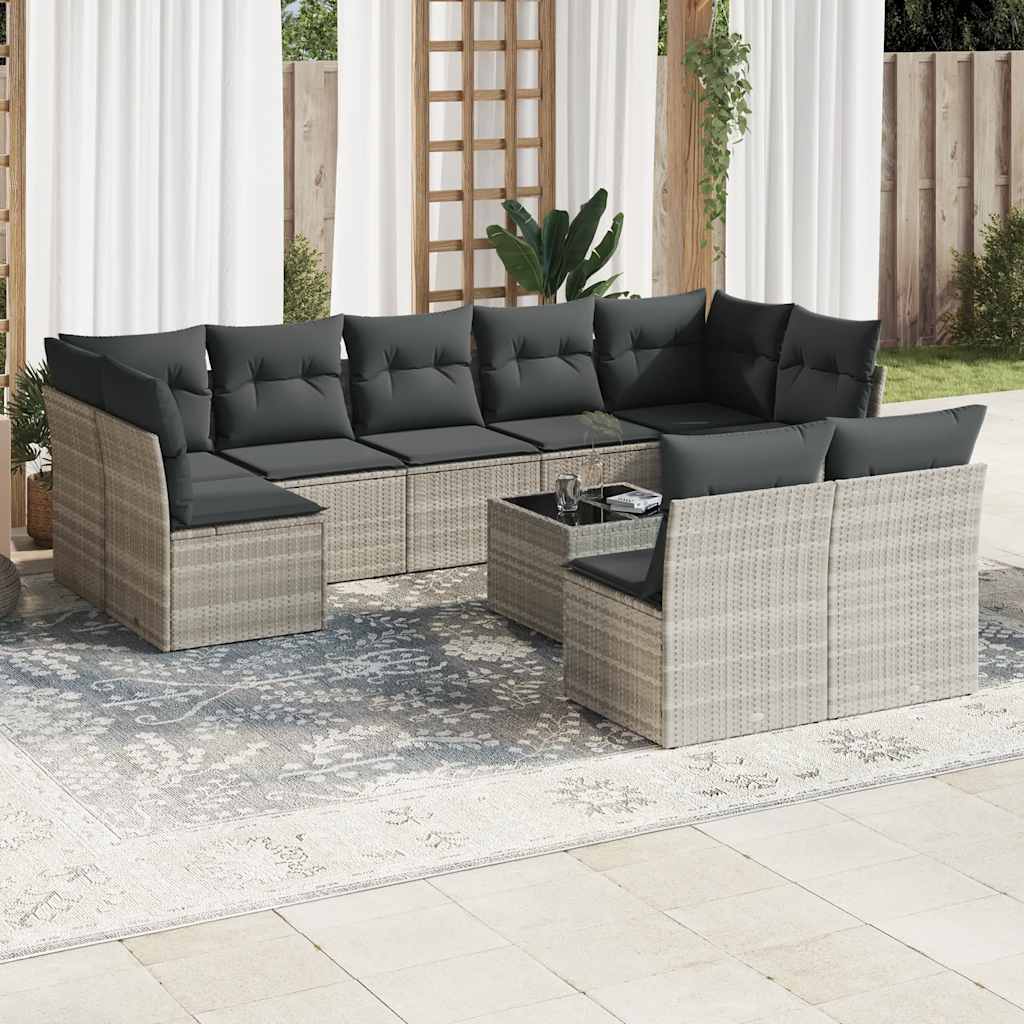 Set Mobilier De Grădină Cu Perne, 9 Piese, , Poliratan