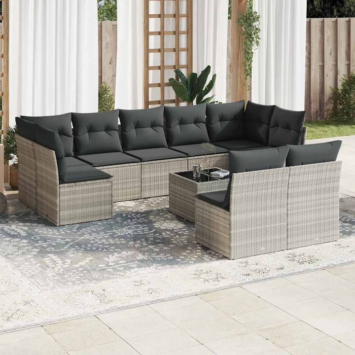 Set Mobilier De Grădină Cu Perne, 9 Piese, , Poliratan