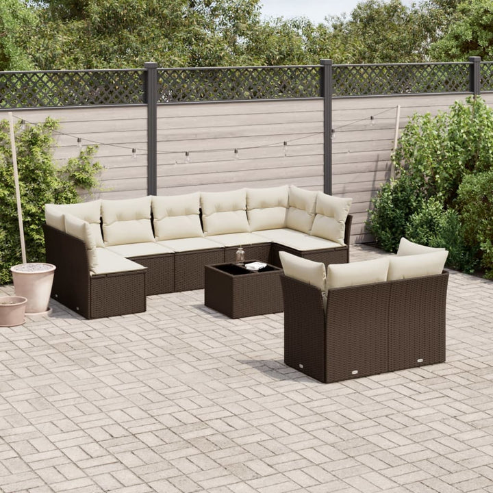 Set Mobilier De Grădină Cu Perne, 9 Piese, , Poliratan