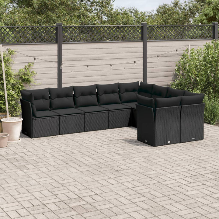 Set Canapele De Grădină, 9 Piese, Cu Perne, Bej, Poliratan