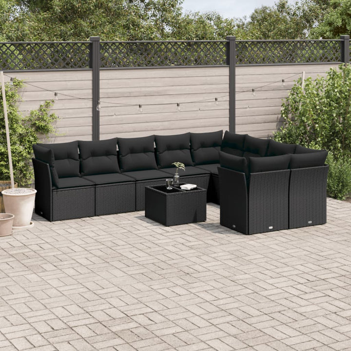 Set Canapele De Grădină, 9 Piese, Cu Perne, Bej, Poliratan