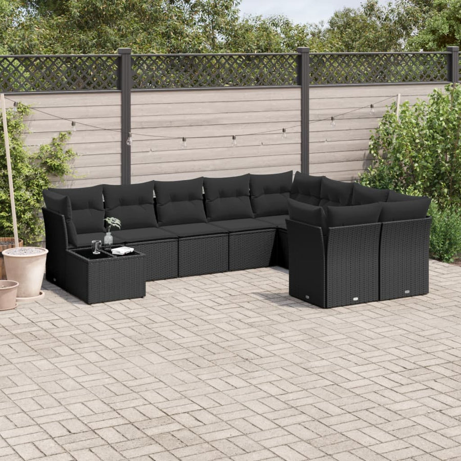 Set Canapele De Grădină Cu Perne, 10 Piese, , Poliratan