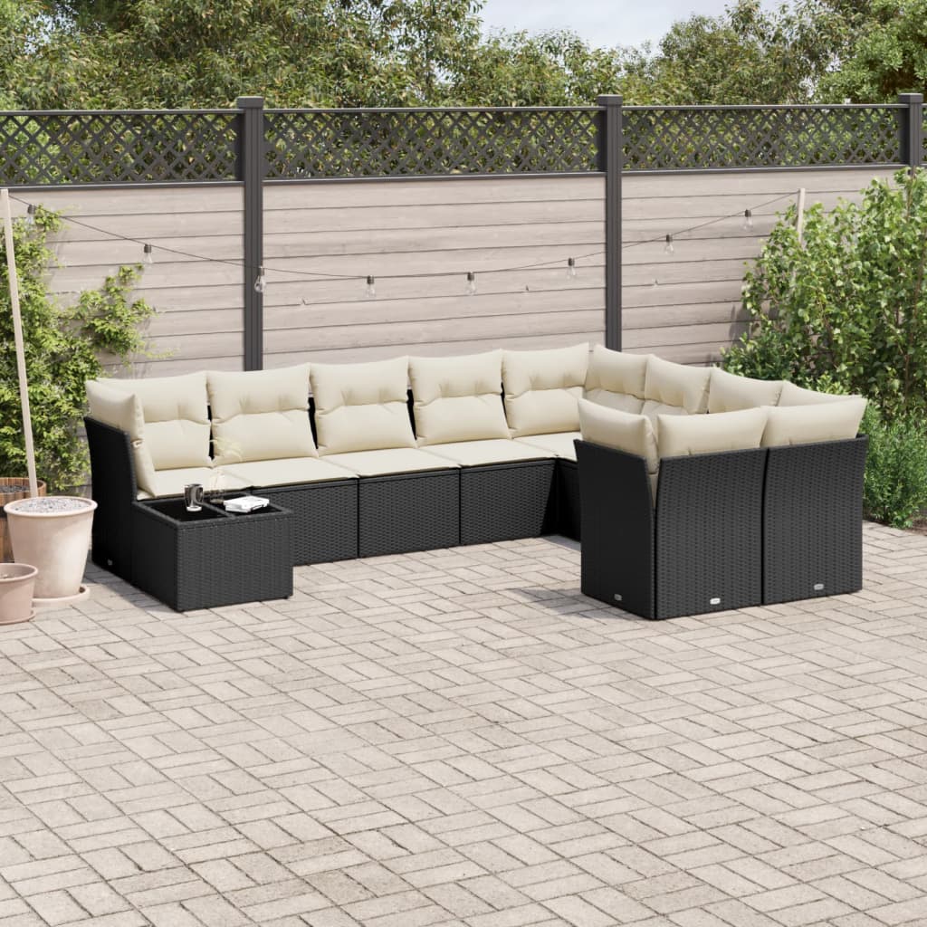 Set Canapele De Grădină Cu Perne, 10 Piese, , Poliratan