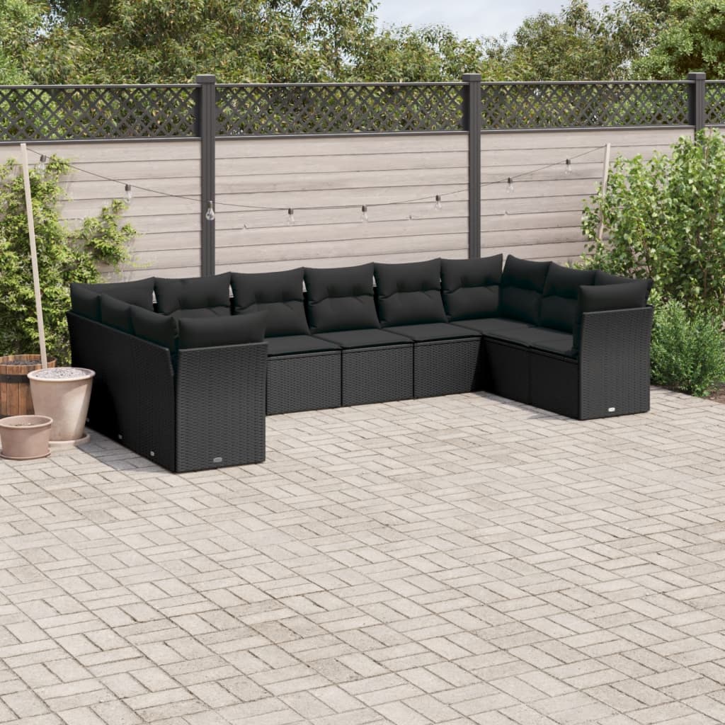 Set Canapele De Grădină Cu Perne, 10 Piese, , Poliratan