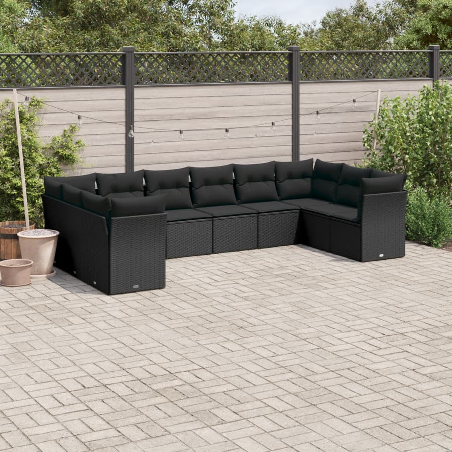 Set Canapele De Grădină Cu Perne, 10 Piese, , Poliratan