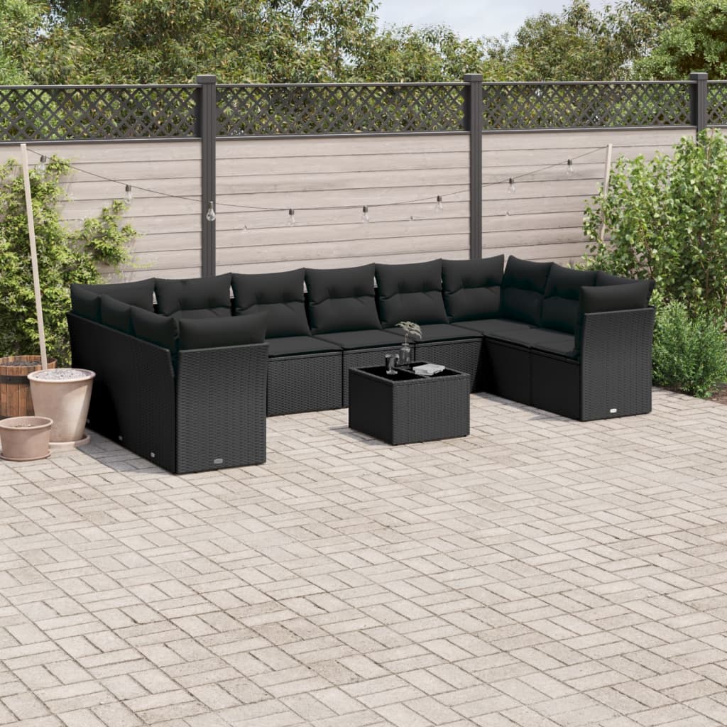 Set Canapele De Grădină Cu Perne, 10 Piese, , Poliratan