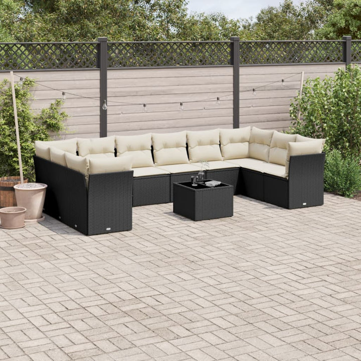 Set Canapele De Grădină Cu Perne, 10 Piese, , Poliratan
