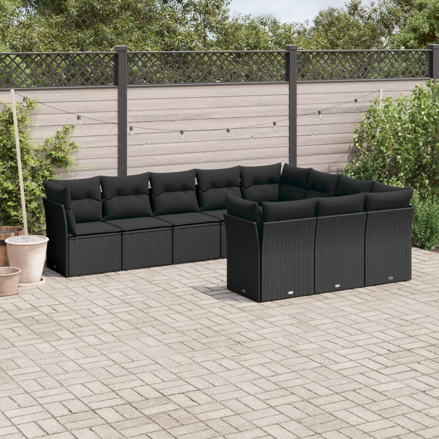 Set Canapele De Grădină Cu Perne, 10 Piese, , Poliratan