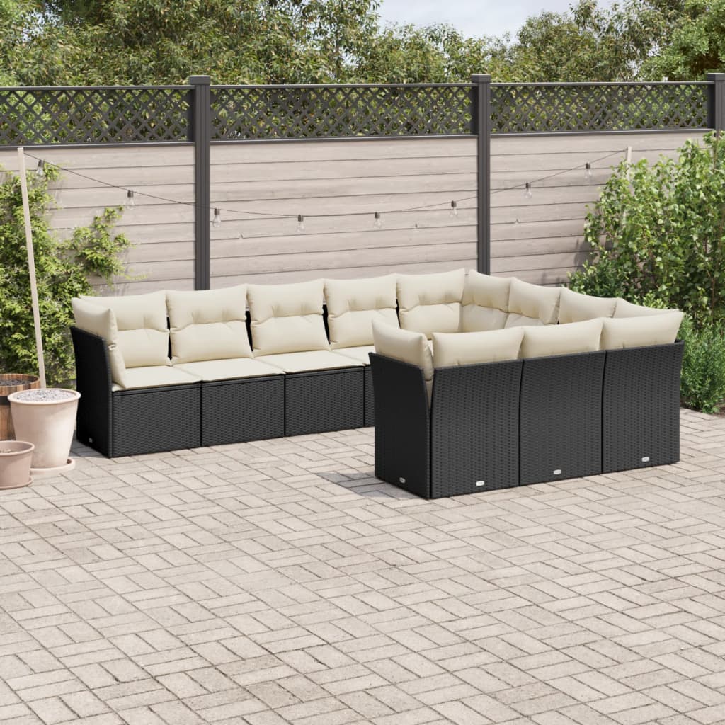 Set Canapele De Grădină Cu Perne, 10 Piese, , Poliratan