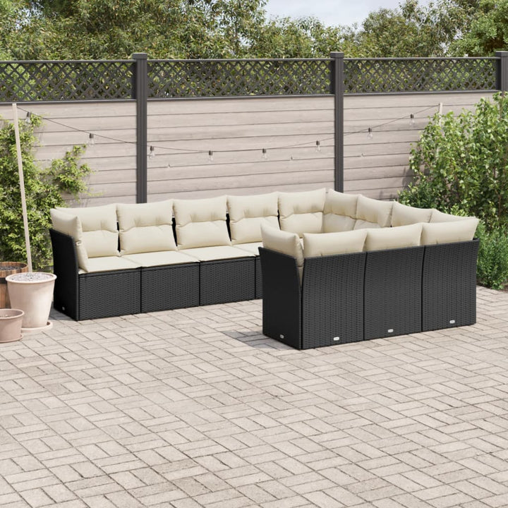Set Canapele De Grădină Cu Perne, 10 Piese, , Poliratan