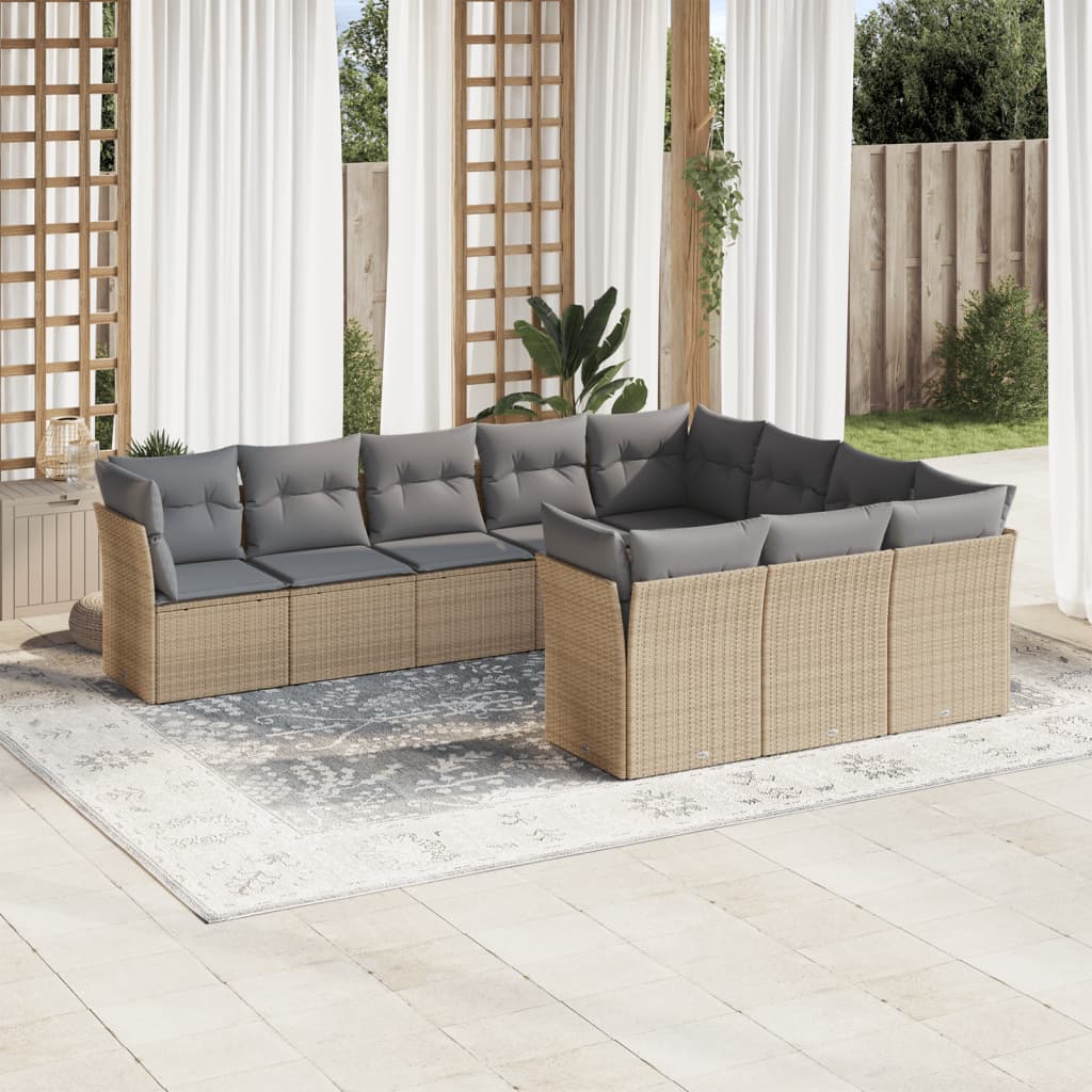 Set Canapele De Grădină Cu Perne, 10 Piese, , Poliratan
