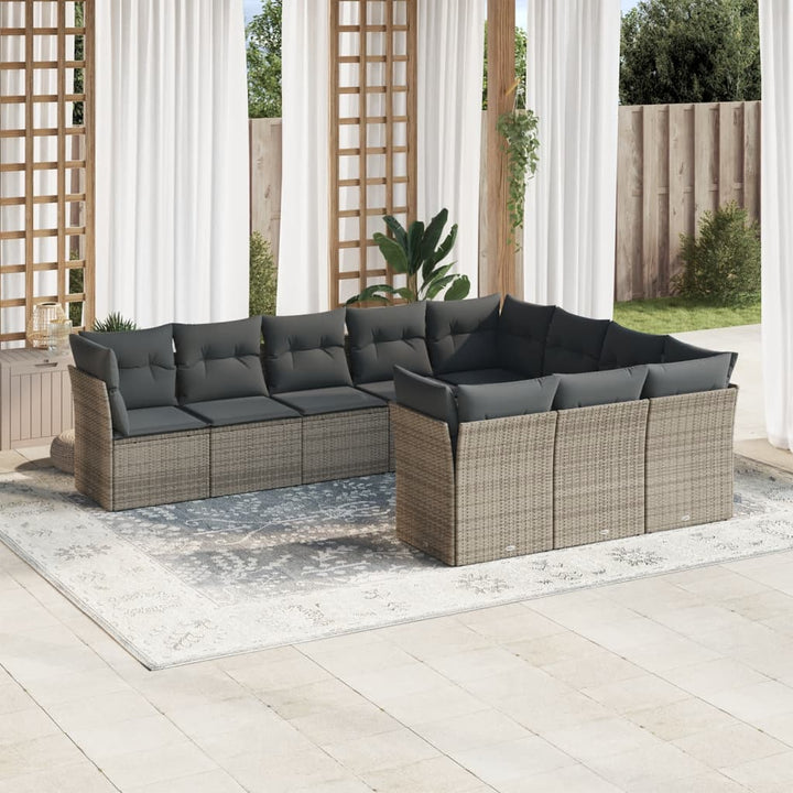 Set Canapele De Grădină Cu Perne, 10 Piese, , Poliratan