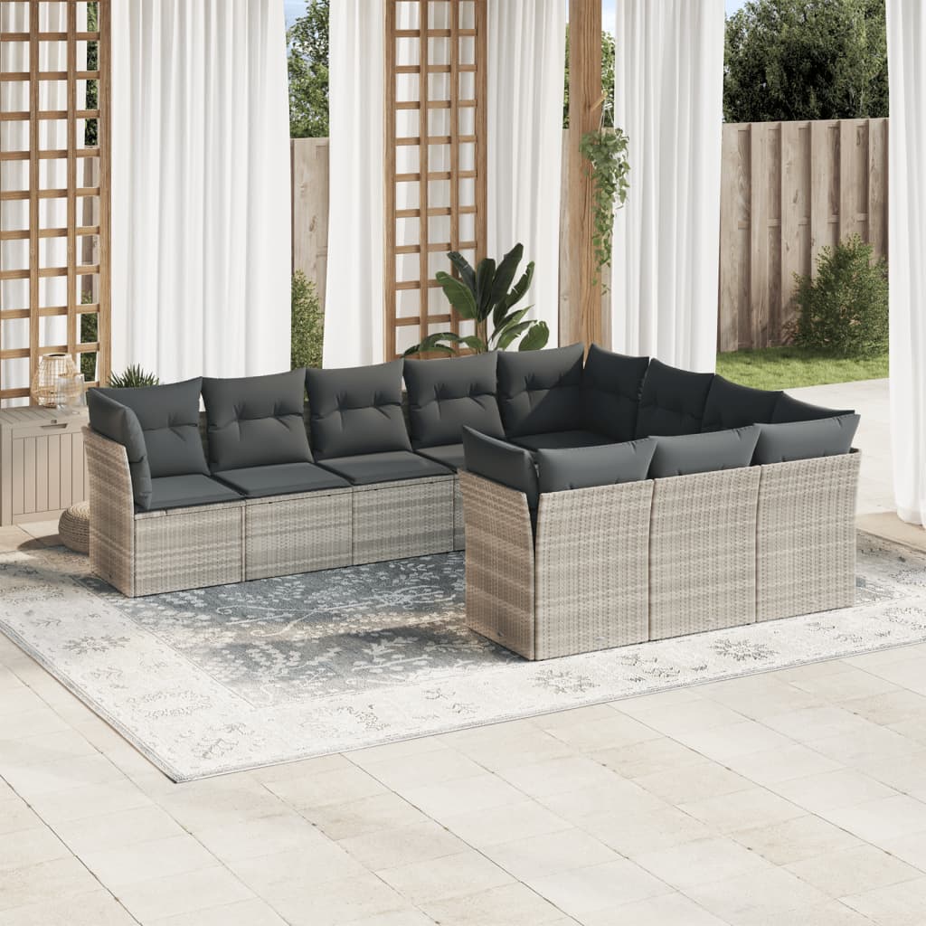Set Canapele De Grădină Cu Perne, 10 Piese, , Poliratan