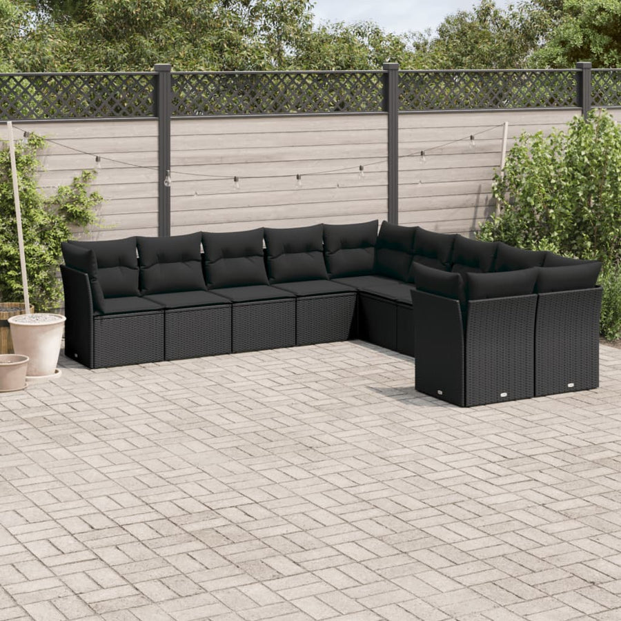 Set Canapele De Grădină Cu Perne, 10 Piese, , Poliratan