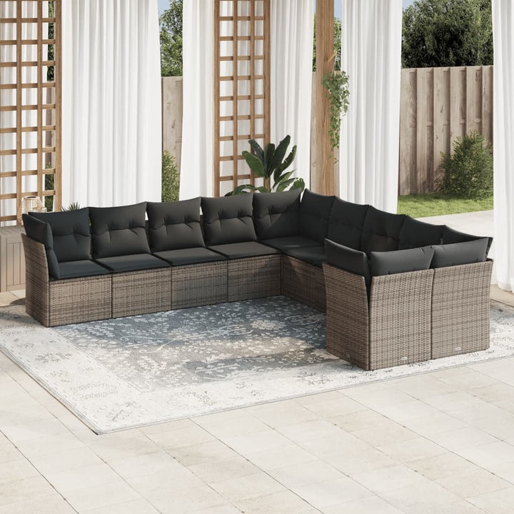 Set Canapele De Grădină Cu Perne, 10 Piese, , Poliratan