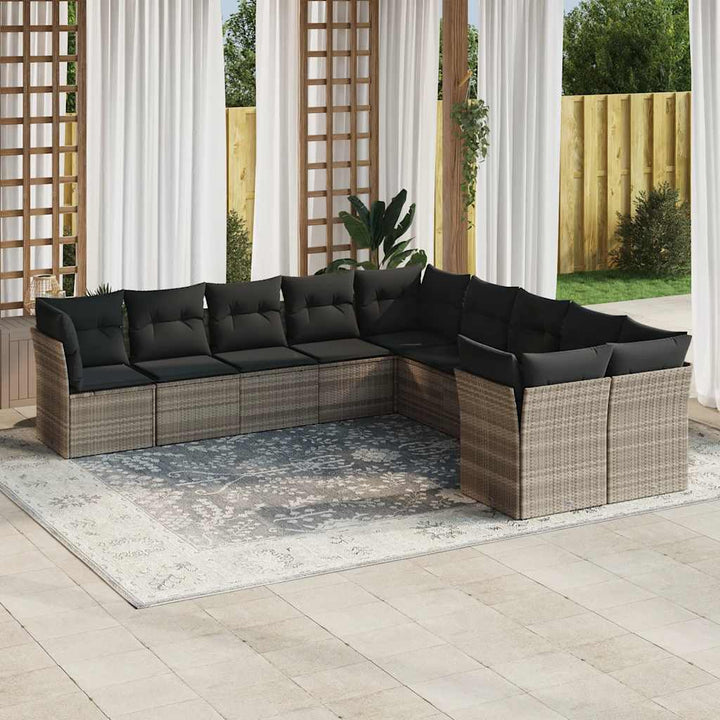 Set Canapele De Grădină Cu Perne, 10 Piese, , Poliratan