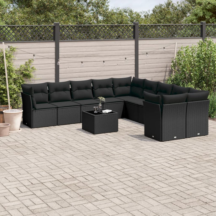 Set Canapele De Grădină Cu Perne, 10 Piese, , Poliratan