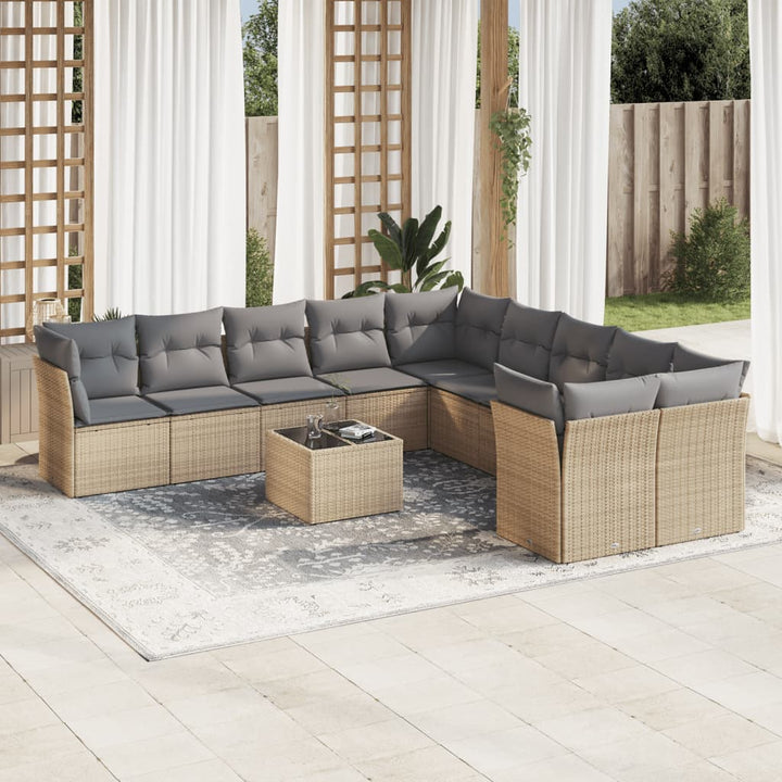 Set Canapele De Grădină Cu Perne, 10 Piese, , Poliratan