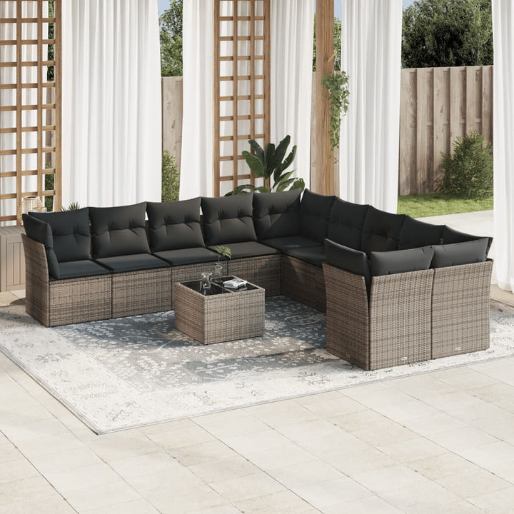 Set Canapele De Grădină Cu Perne, 10 Piese, , Poliratan