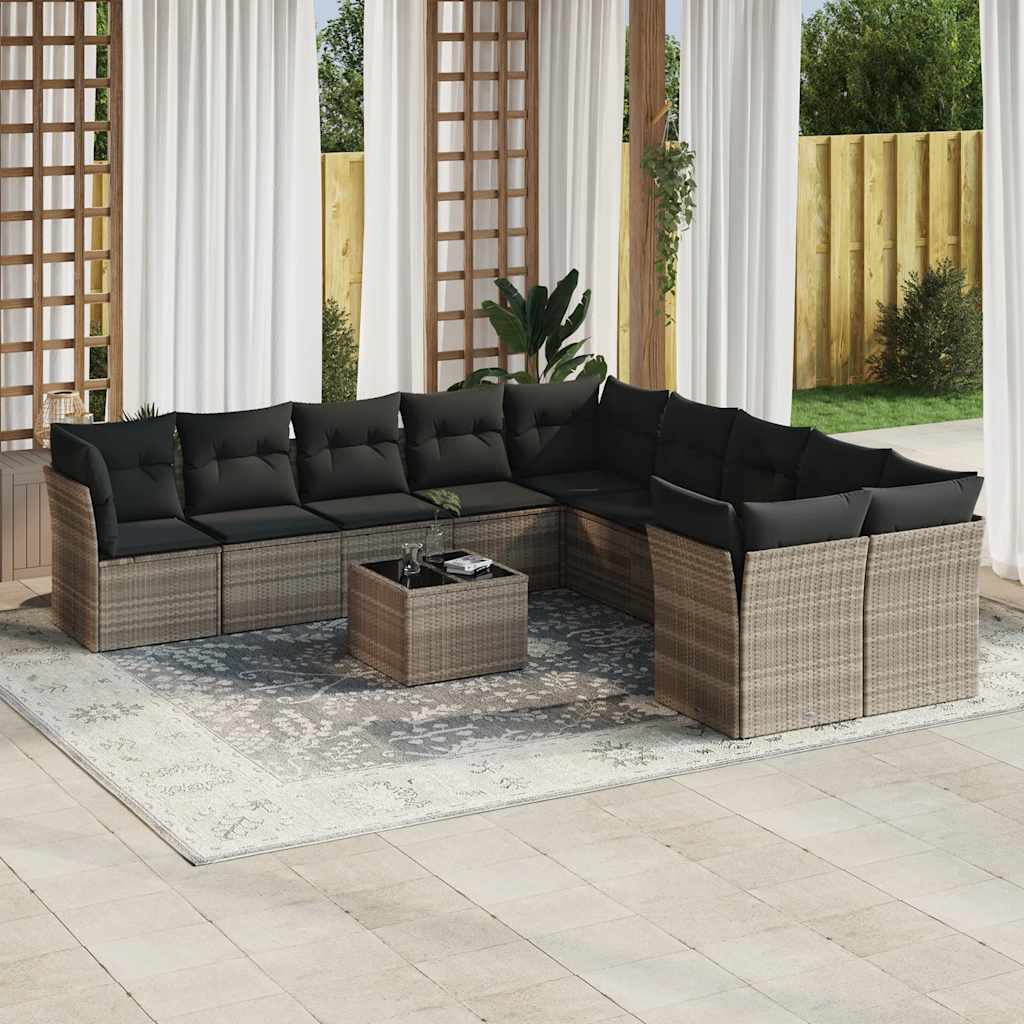 Set Canapele De Grădină Cu Perne, 10 Piese, , Poliratan