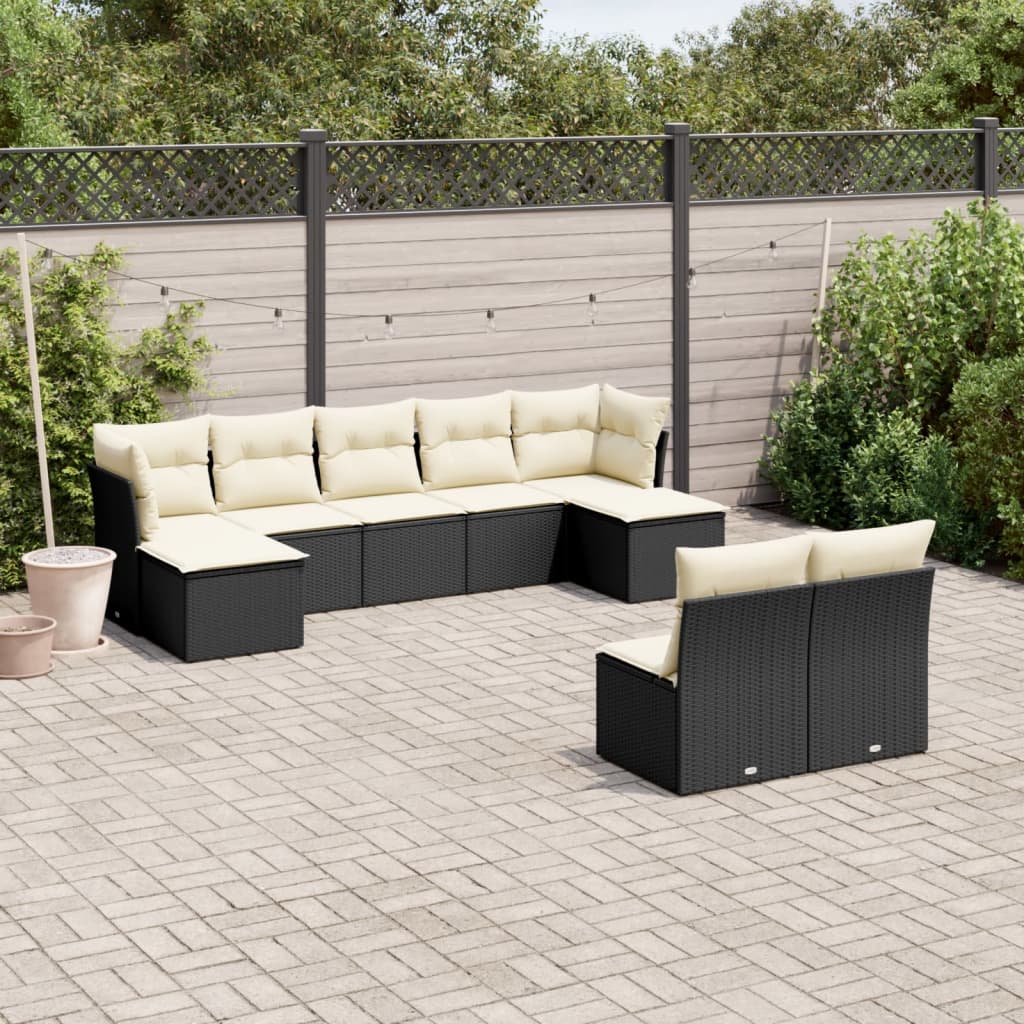 Set Mobilier De Grădină Cu Perne, 9 Piese, , Poliratan