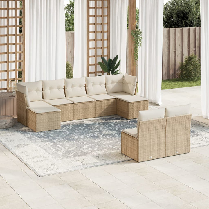 Set Mobilier De Grădină Cu Perne, 9 Piese, , Poliratan