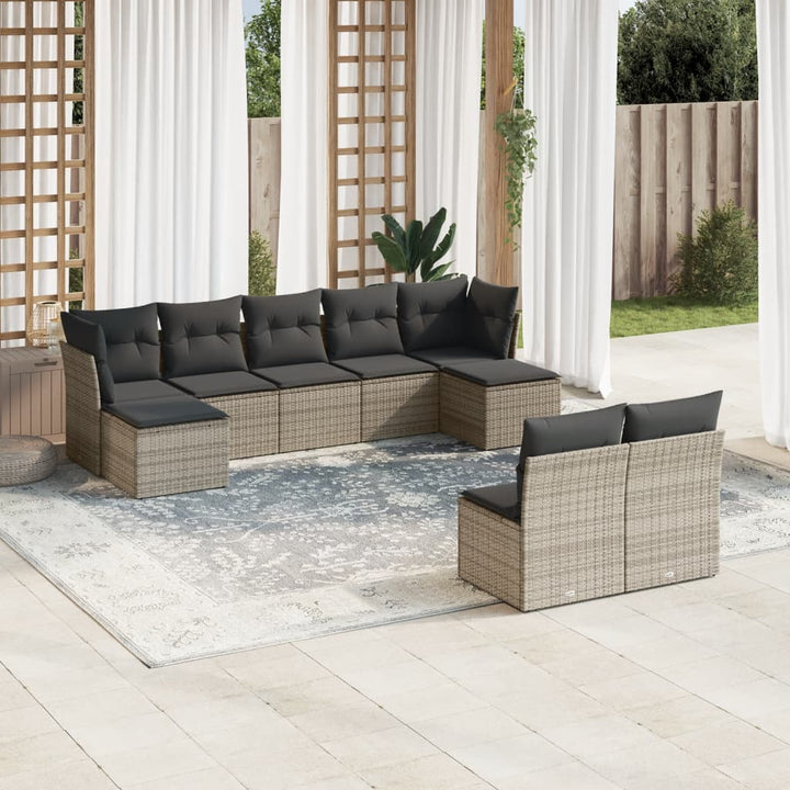 Set Mobilier De Grădină Cu Perne, 9 Piese, , Poliratan