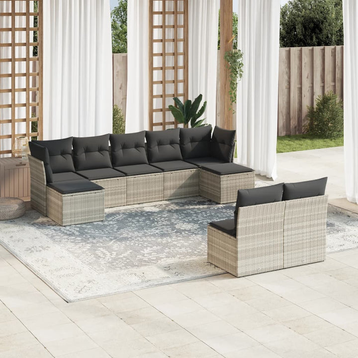 Set Mobilier De Grădină Cu Perne, 9 Piese, , Poliratan