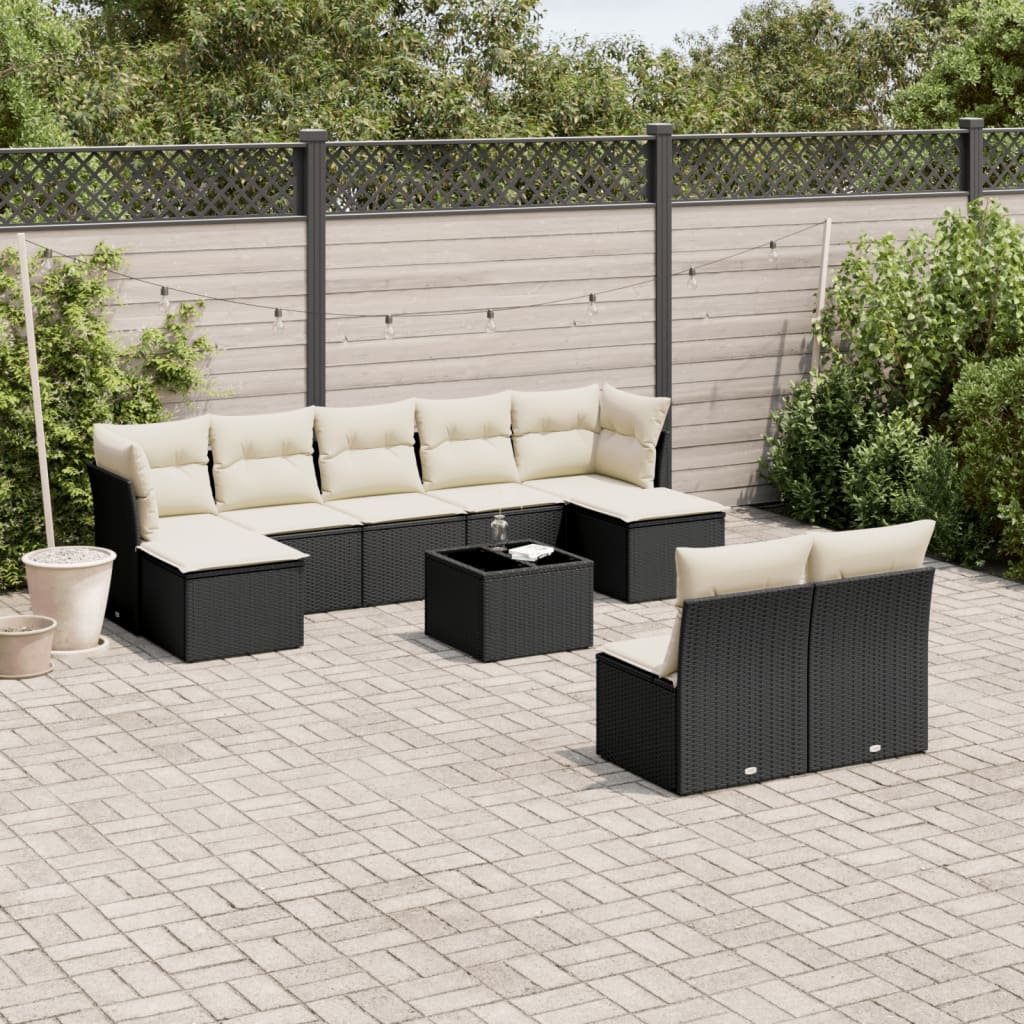 Set Mobilier De Grădină Cu Perne, 9 Piese, , Poliratan