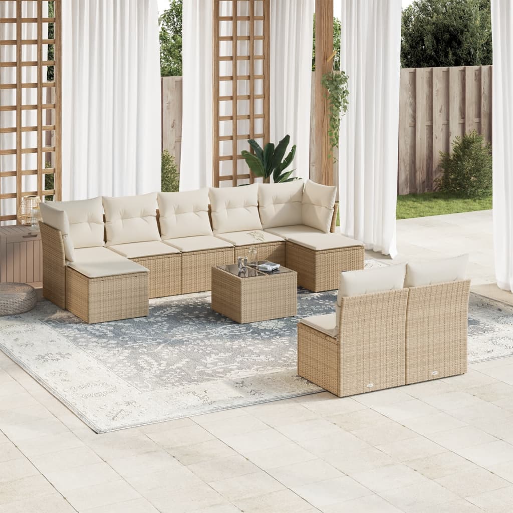 Set Mobilier De Grădină Cu Perne, 9 Piese, , Poliratan