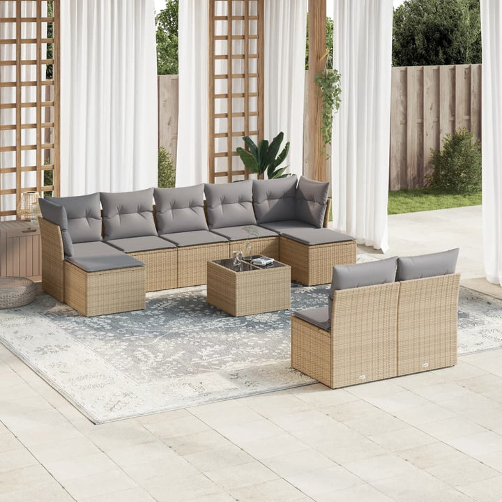 Set Mobilier De Grădină Cu Perne, 9 Piese, , Poliratan