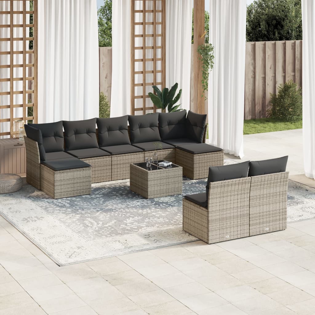 Set Mobilier De Grădină Cu Perne, 9 Piese, , Poliratan