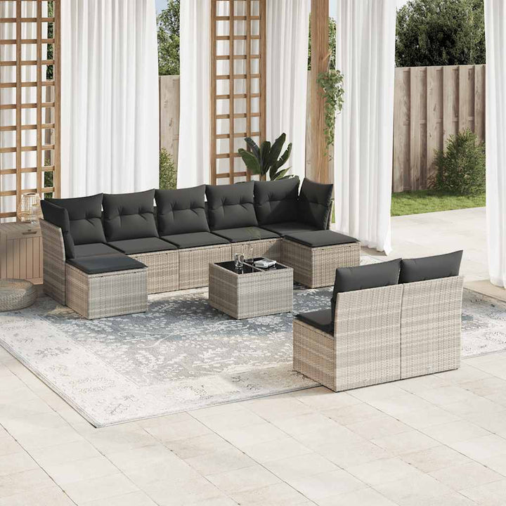 Set Mobilier De Grădină Cu Perne, 9 Piese, , Poliratan