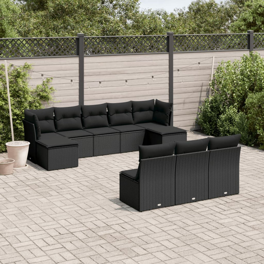 Set Canapele De Grădină Cu Perne, 10 Piese, , Poliratan