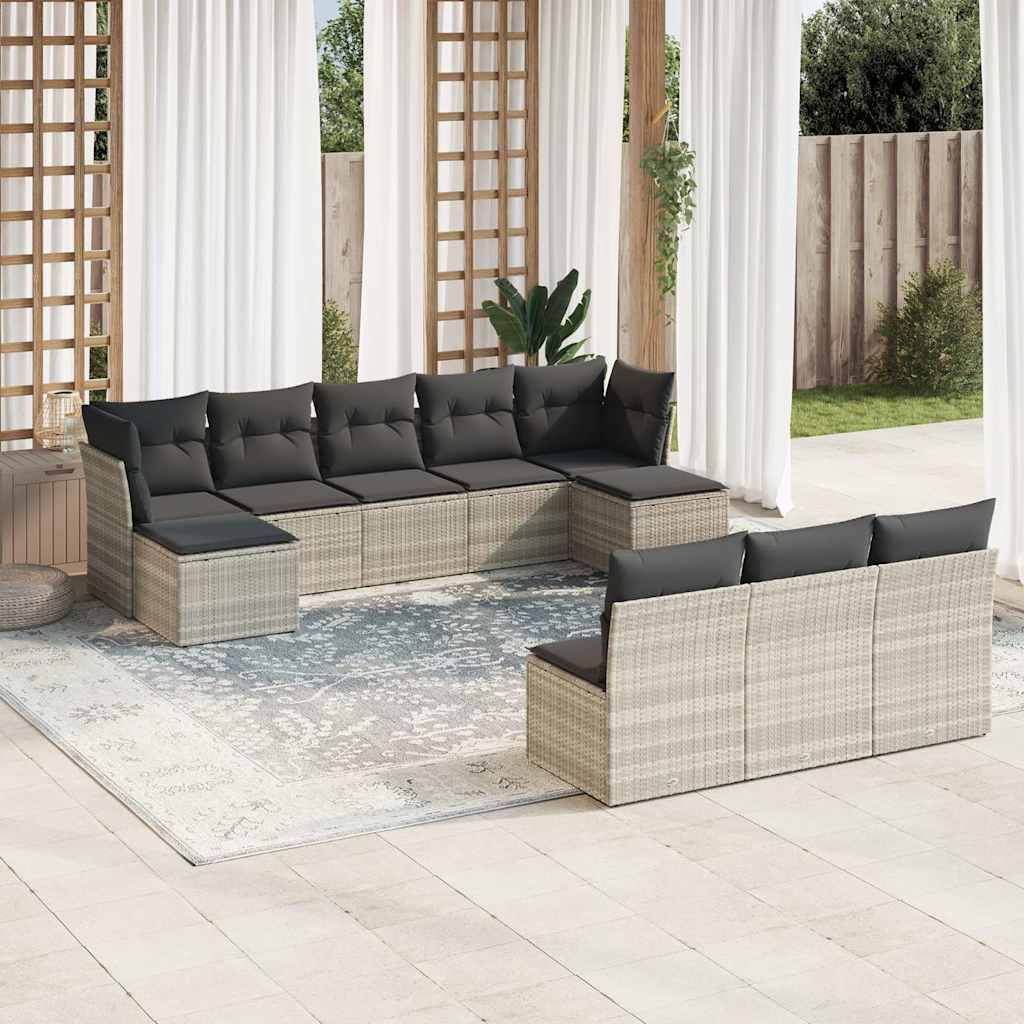 Set Canapele De Grădină Cu Perne, 10 Piese, , Poliratan