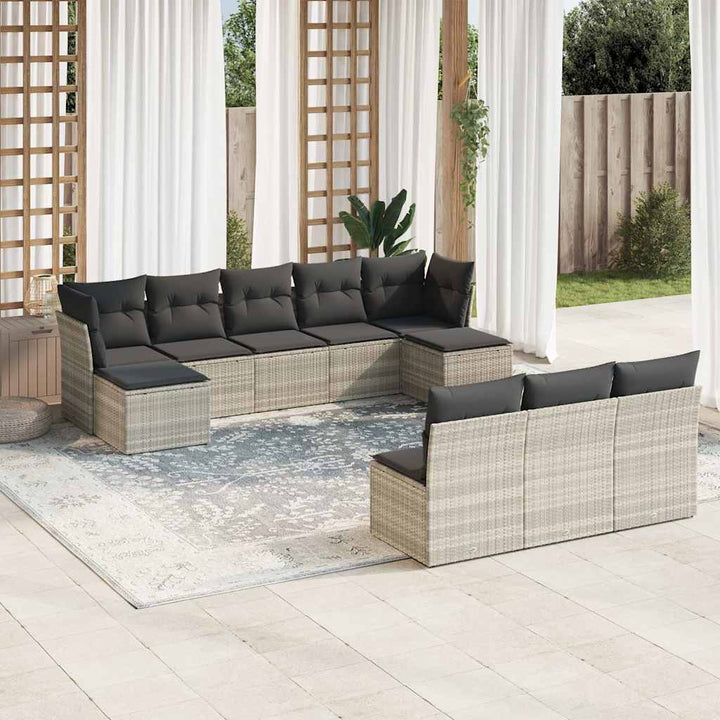 Set Canapele De Grădină Cu Perne, 10 Piese, , Poliratan