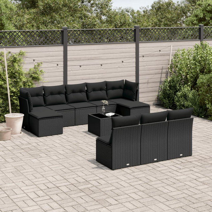 Set Canapele De Grădină Cu Perne, 10 Piese, , Poliratan