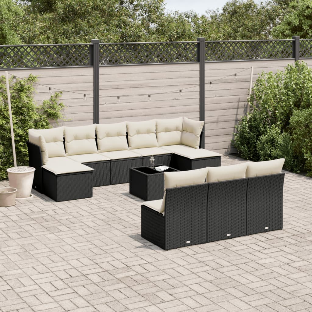 Set Canapele De Grădină Cu Perne, 10 Piese, , Poliratan