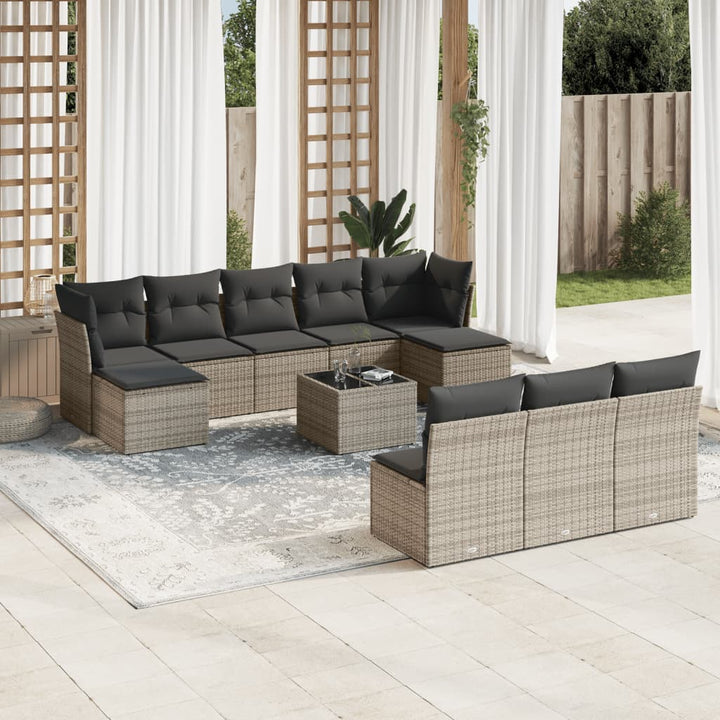 Set Canapele De Grădină Cu Perne, 10 Piese, , Poliratan