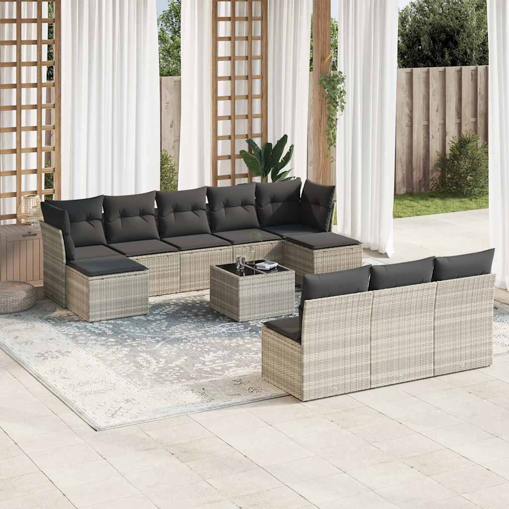Set Canapele De Grădină Cu Perne, 10 Piese, , Poliratan