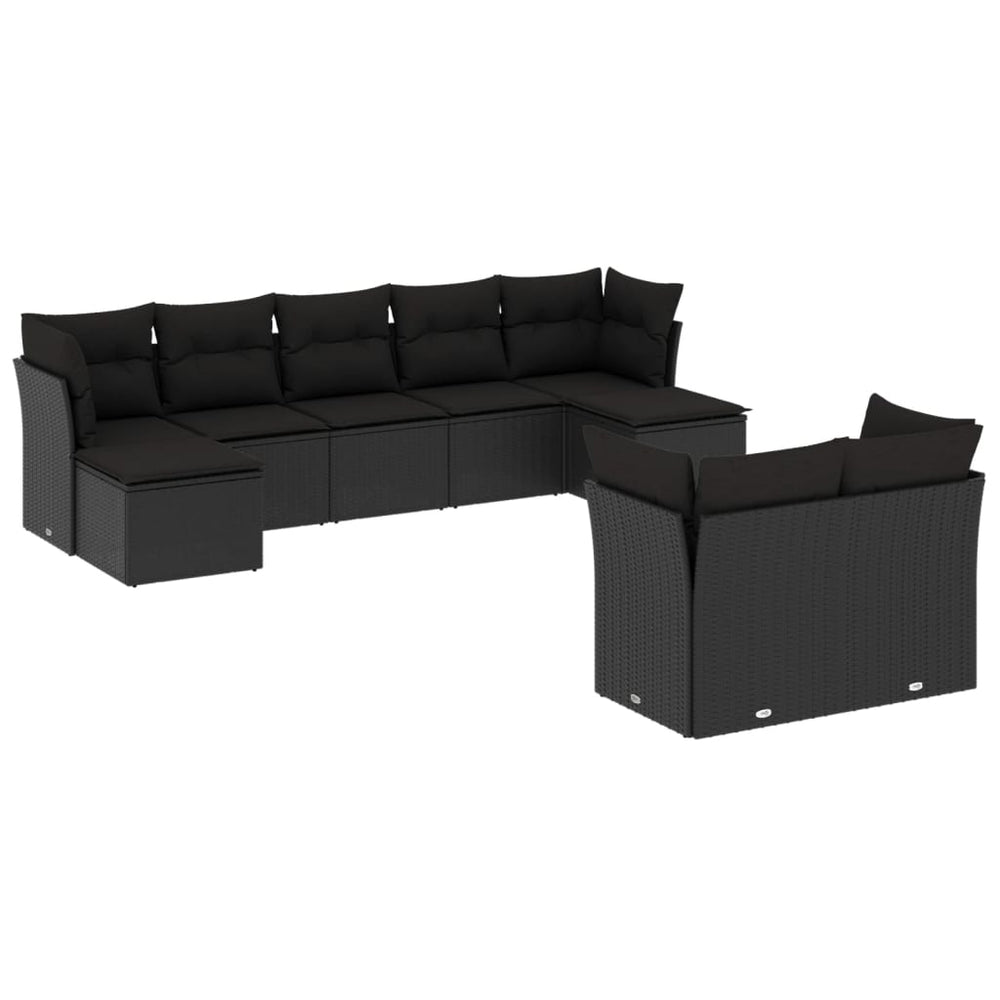 Set Mobilier De Grădină Cu Perne, 9 Piese, , Poliratan