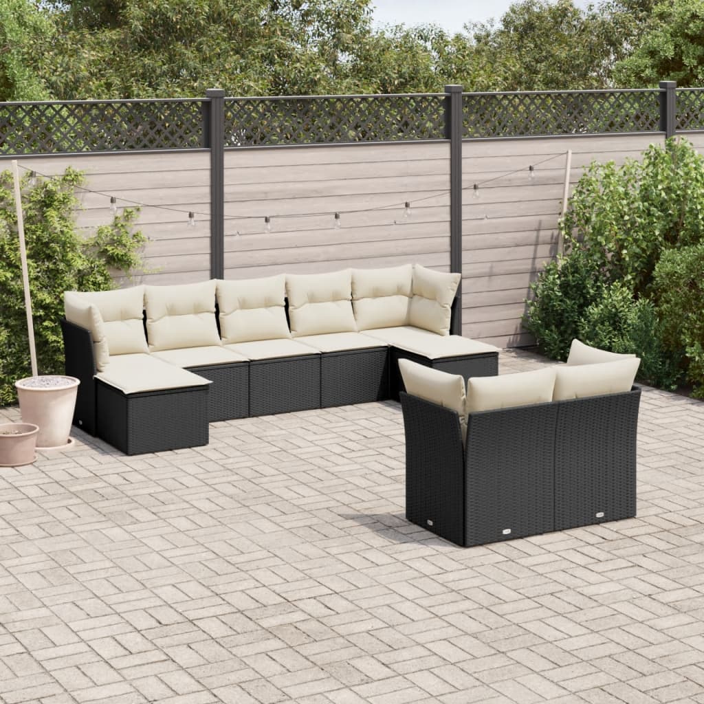 Set Mobilier De Grădină Cu Perne, 9 Piese, , Poliratan